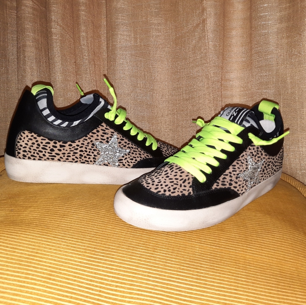 GIANNI BINI The Kaekko Glitter Star Cheetah Animal print Sneaker